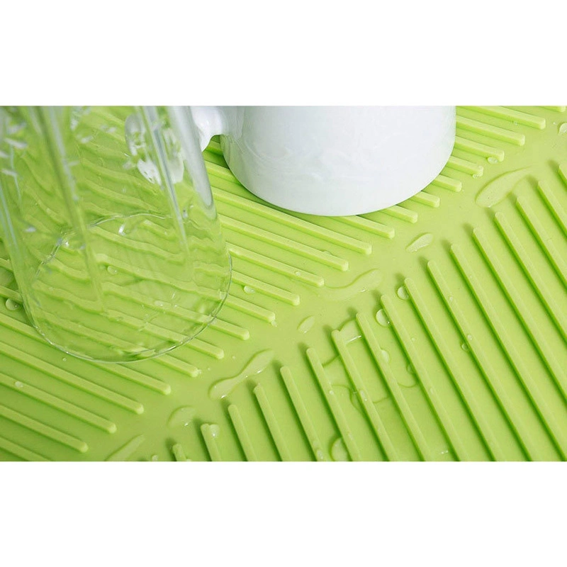 Silicone Dish Drying Mat Flume Folding Draining Mat, Rectangle Drain Mat Drying Dishes Pad Heat Resistant Non-Slip Tray Drain Mat Countertop Protection Esg11888