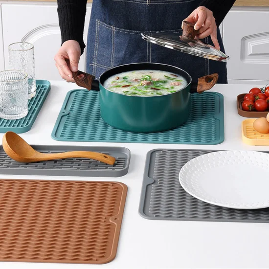 New Kitchen Silicone Drying Mat Durable Silicone Dish Pad Mat